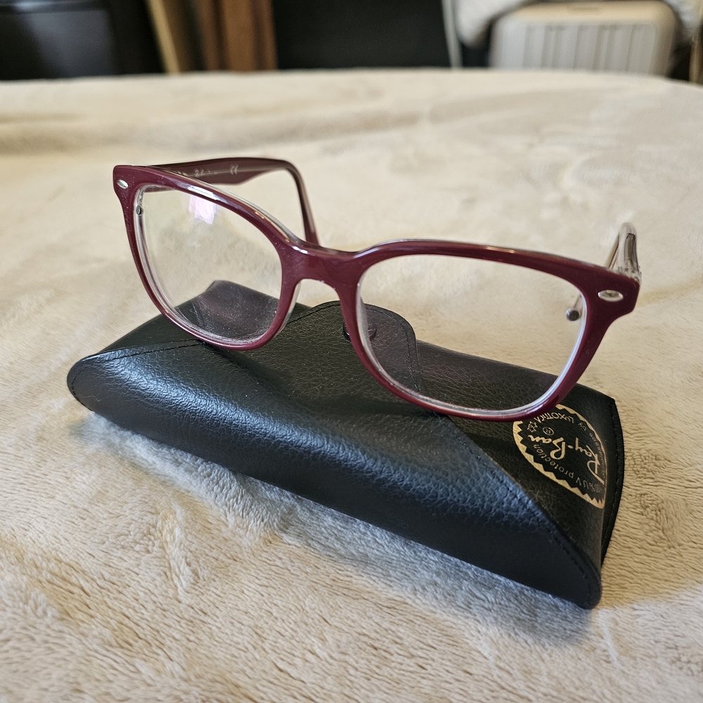 Red Women's Ray Ban Glasses with Case